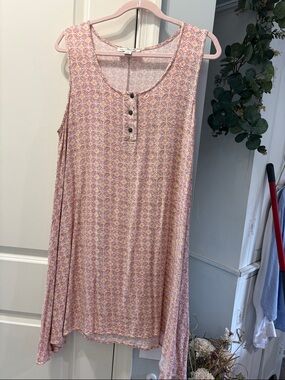 Simply Noelle Pink Patterned Sleeveless Swing Dress